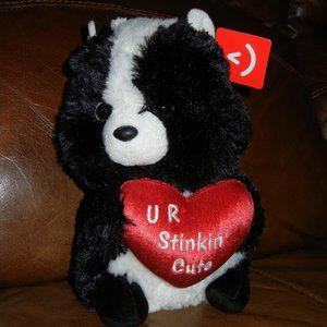 🆕️ NWT Valentine's Day U R Stinkin" Cute AURORA  Super Soft Skunk Plush